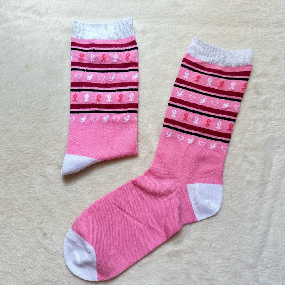 Breast Cancer Support Awareness Socks NWOT